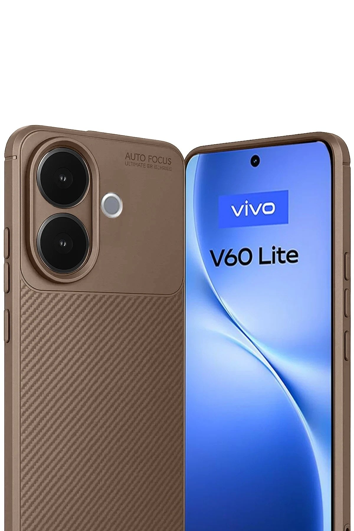Mey İthalat® Vivo V60 Lite Auto Focus Karbon Kapak - Kahverengi