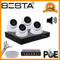 5 MP 1440P 4 İÇ MEKAN KAMERALI DAHİLİ MİKROFONLU IP POE Güvenlik Seti