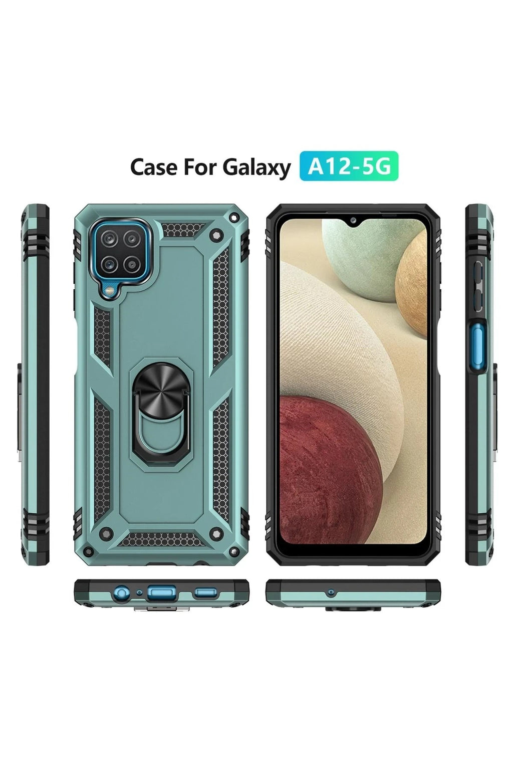 Mey İthalat® Samsung Galaxy A22 Kılıf Sofya Yüzüklü Silikon Kapak - Yeşil