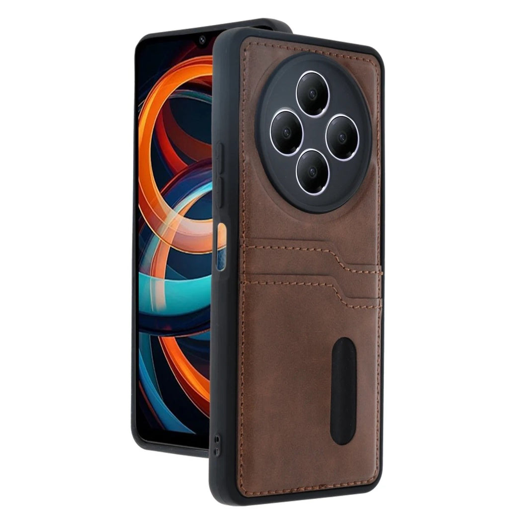 Mey İthalat® Redmi 14C Kılıf Sara Kartvizitli Deri Kılıf - Taba