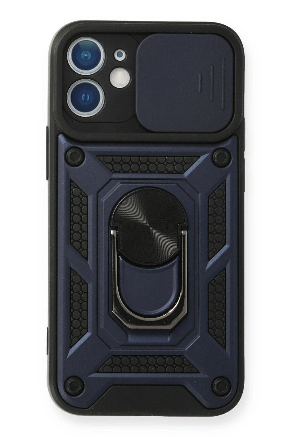Mey İthalat® iPhone 12 Kılıf Pars Lens Yüzüklü Silikon - Lacivert
