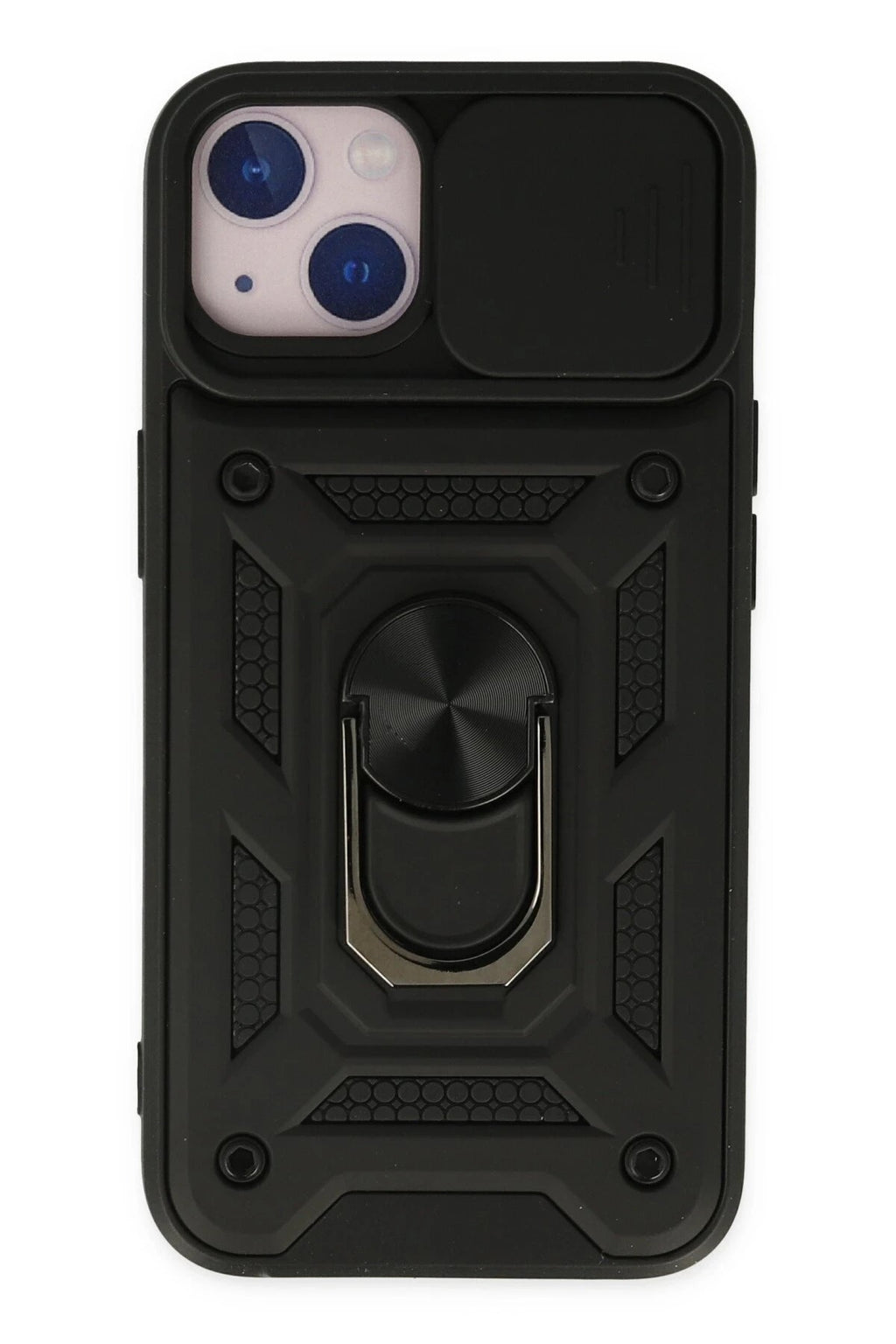 Mey İthalat® iPhone 14 Kılıf Pars Lens Yüzüklü Silikon - Siyah