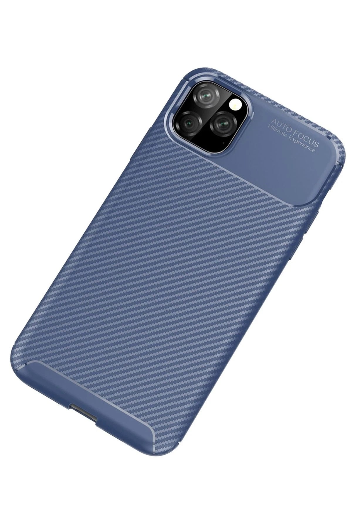 Mey İthalat® iPhone 11 Pro Kılıf Auto Focus Karbon Kapak - Lacivert