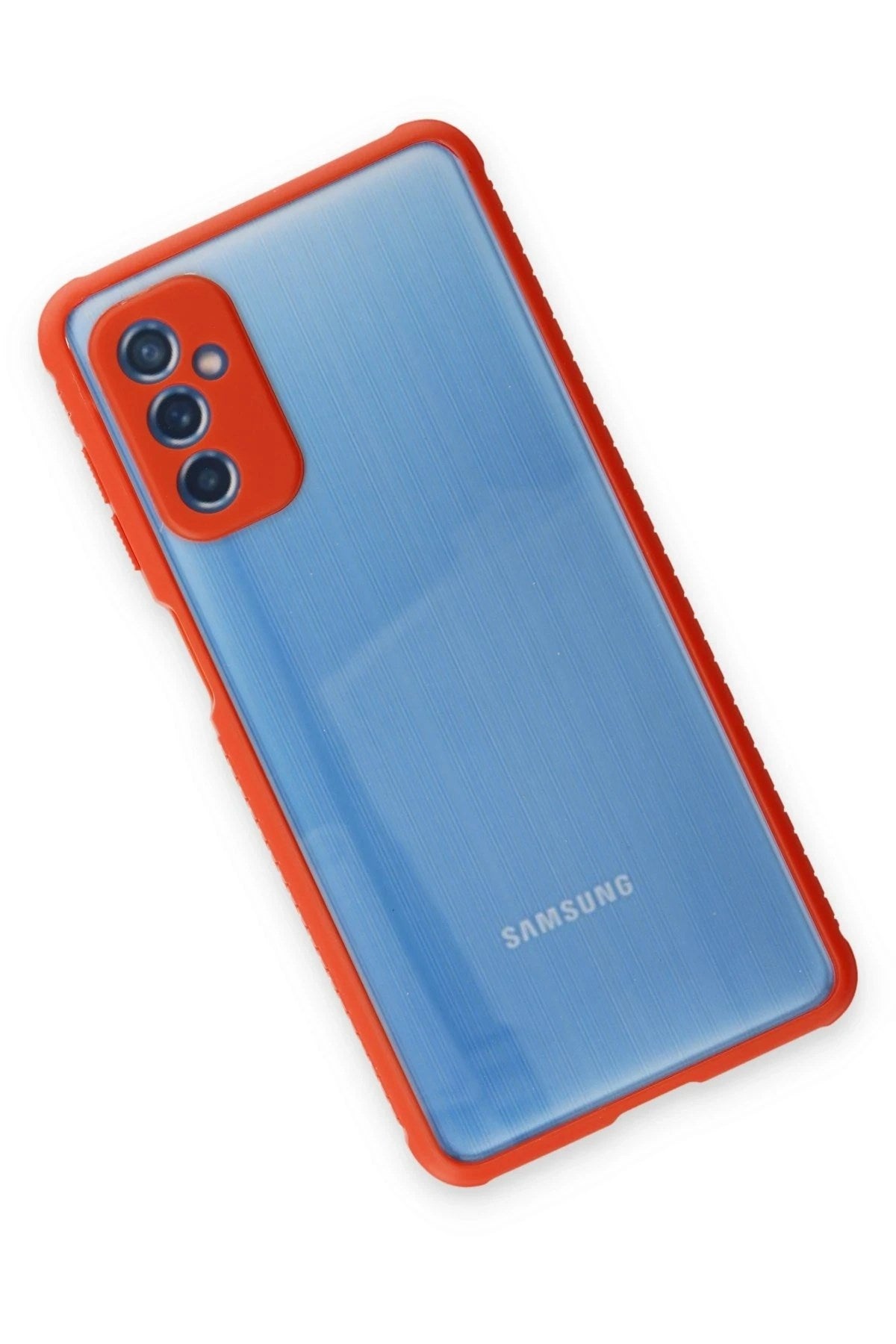 Mey İthalat® Samsung Galaxy M52 5G Kılıf Miami Şeffaf Silikon - Kırmızı