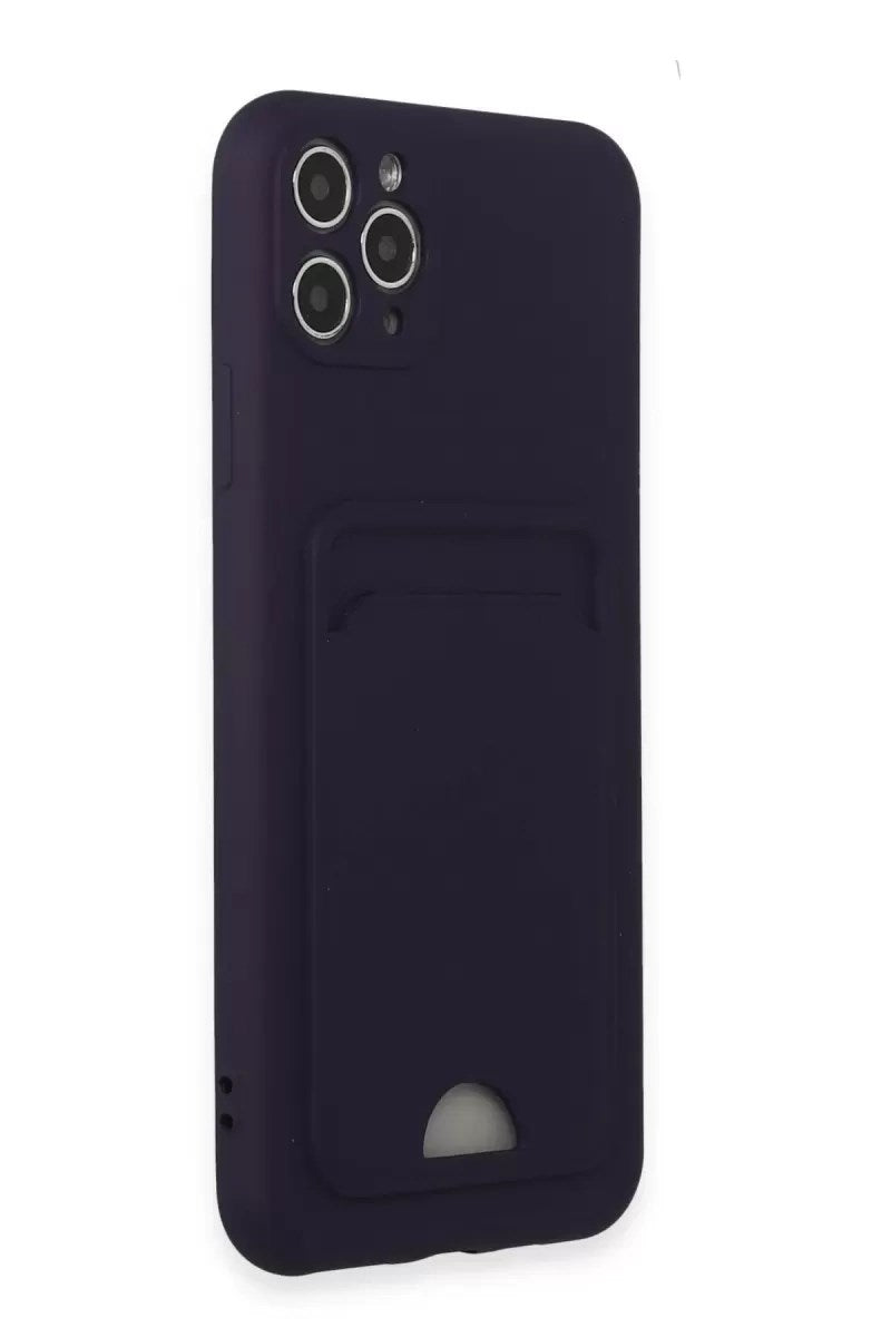 Mey İthalat® iPhone 11 Pro Max Kılıf Kelvin Kartvizitli Silikon - Derin Mor