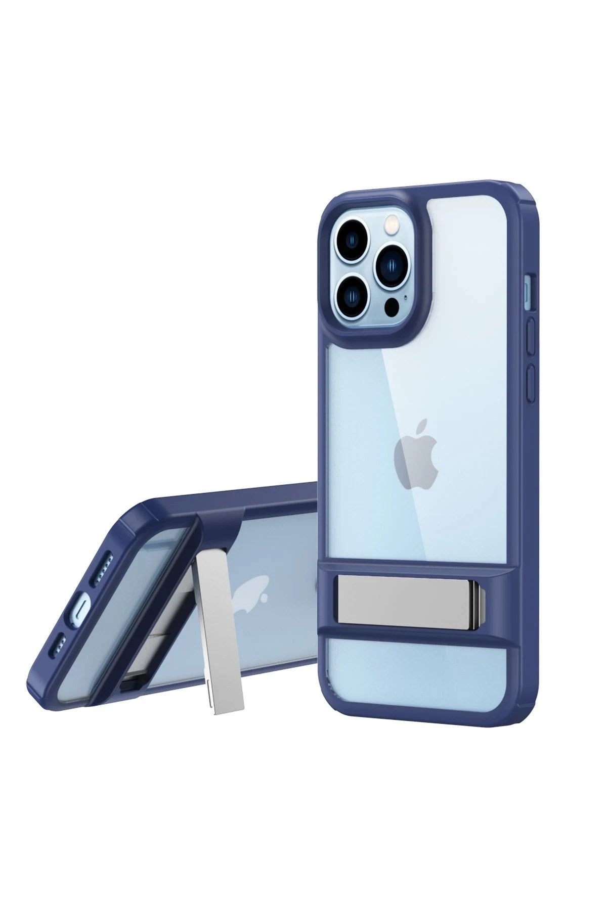 Mey İthalat® iPhone 13 Pro Max Kılıf Rolet Stand Kapak - Lacivert