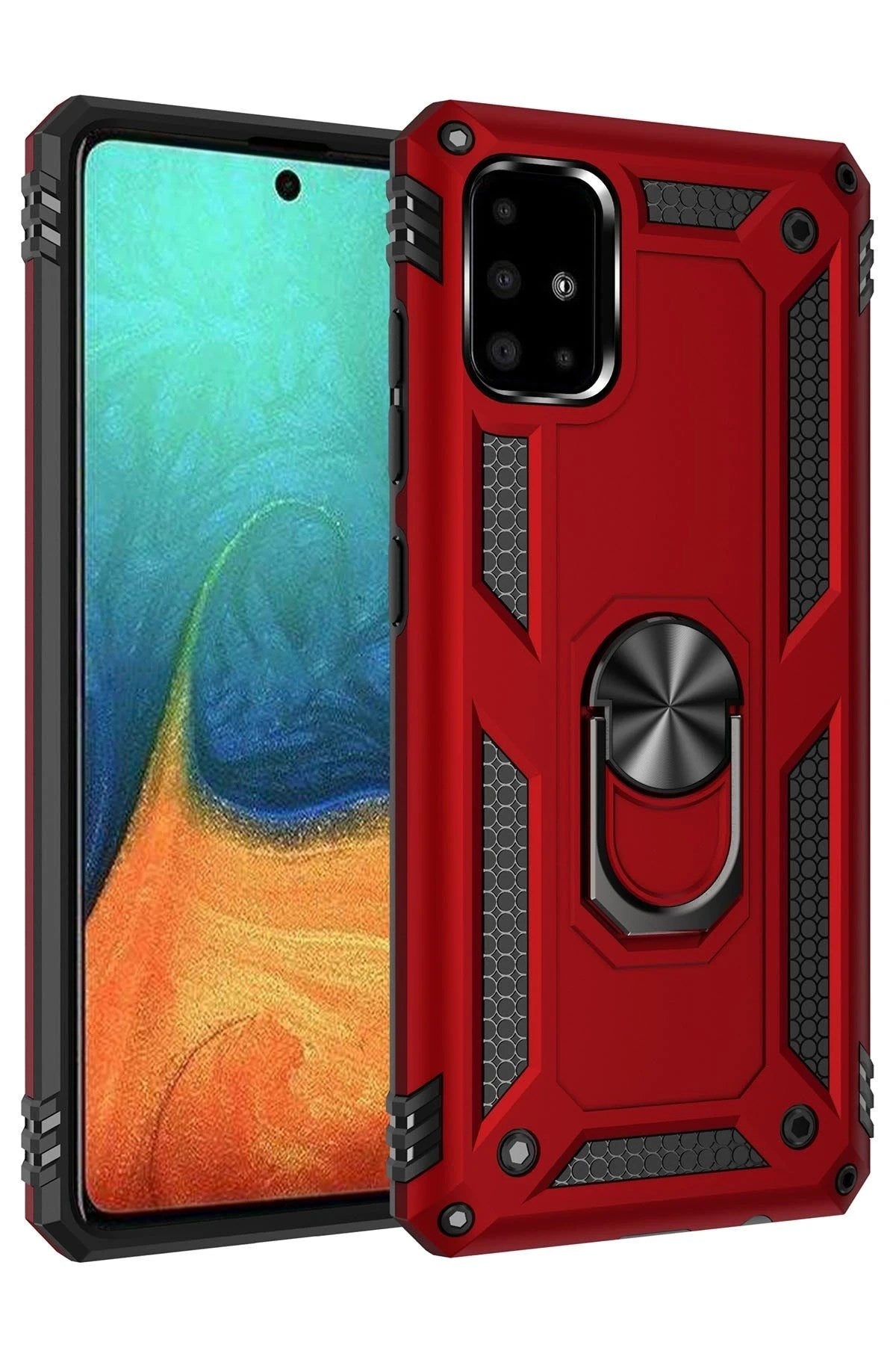 Mey İthalat® Samsung Galaxy A71 Kılıf Sofya Yüzüklü Silikon Kapak - Kırmızı