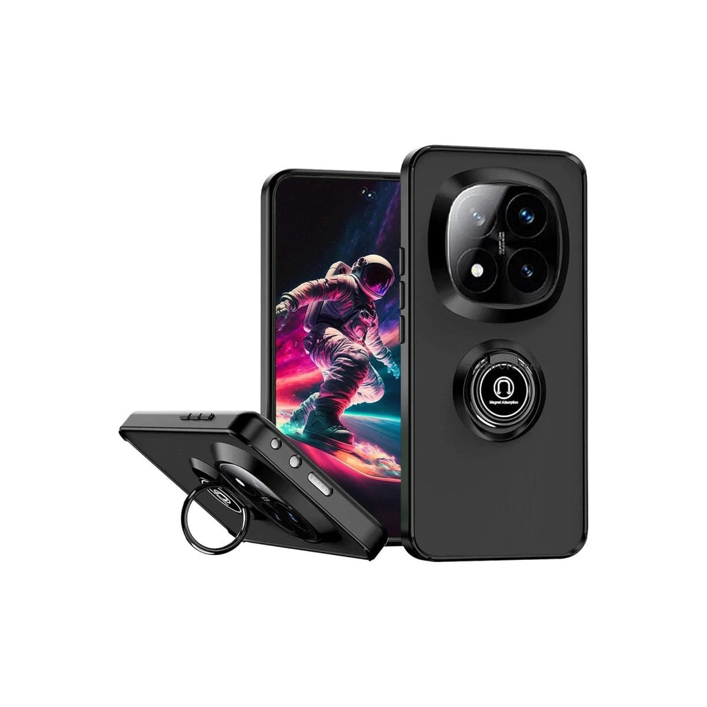 Mey İthalat® Redmi Note 14 Pro 4G Kılıf Montreal Yüzüklü Silikon Kapak - Siyah
