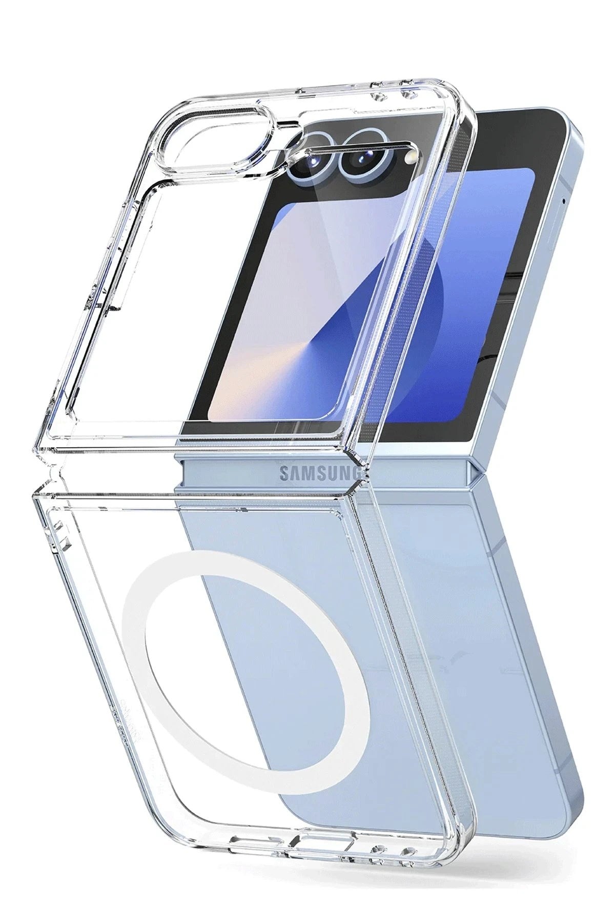 Mey İthalat® Samsung Galaxy Z Flip 6 Kılıf Magneticsafe Şeffaf Silikon - Şeffaf