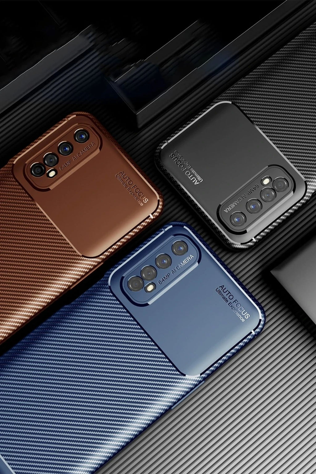 Mey İthalat® Realme 7 Kılıf Auto Focus Karbon Kapak - Siyah