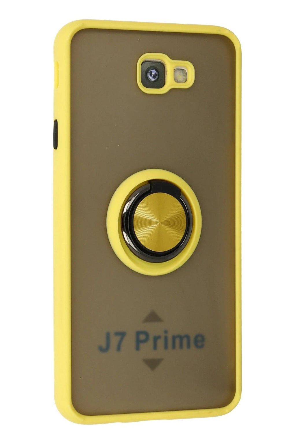 Mey İthalat® Samsung Galaxy J7 Prime Kılıf Montreal Yüzüklü Silikon Kapak - Sarı