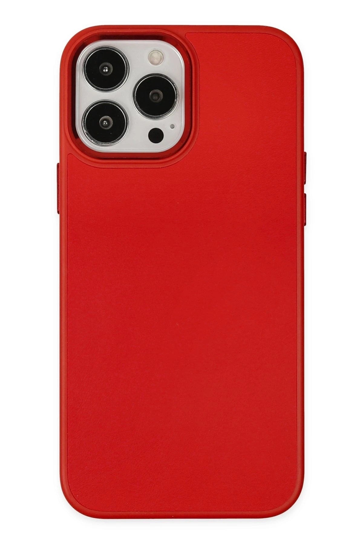 Mey İthalat® iPhone 13 Pro Kılıf Asya Deri Silikon - Kırmızı