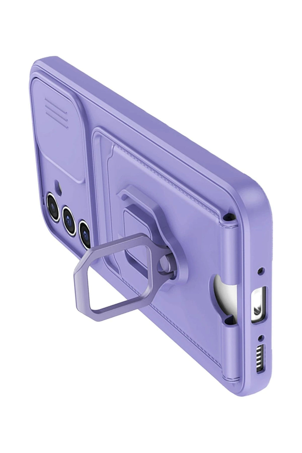 Mey İthalat® Samsung Galaxy A14 4G Kılıf Zuma Kartvizitli Yüzüklü Silikon - Lila