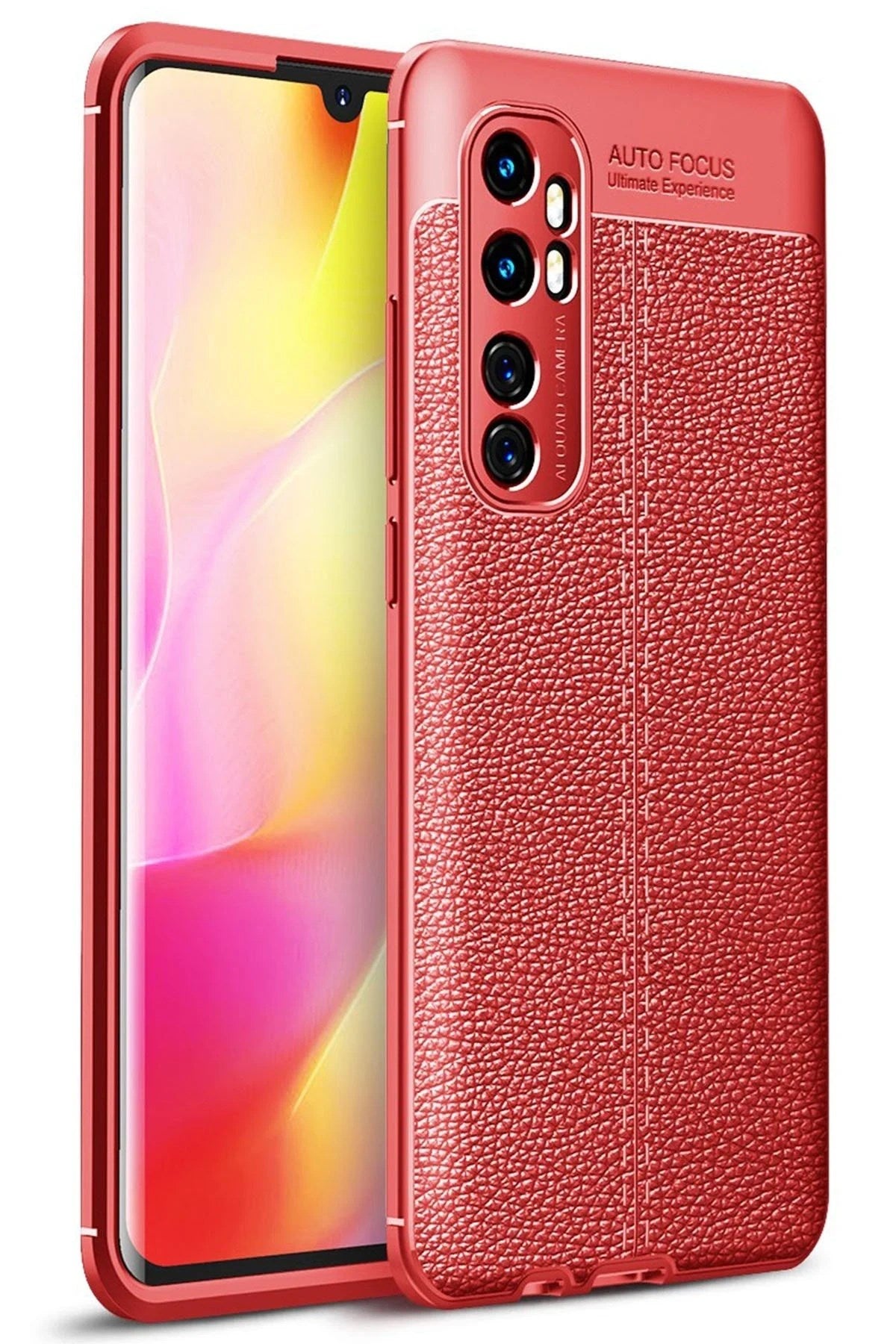 Mey İthalat® Mi Note 10 Lite Kılıf Auto Focus Kapak - Kırmızı