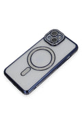 Mey İthalat® iPhone 14 Kılıf Joke Simli Magneticsafe Kılıf - Lacivert
