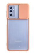 Mey İthalat® Samsung Galaxy M52 5G Kılıf Palm Buzlu Kamera Sürgülü Silikon - Pembe