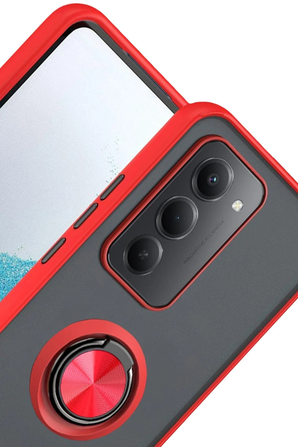 Mey İthalat® Redmi 15 4G Montreal Yüzüklü Silikon Kapak - Kırmızı