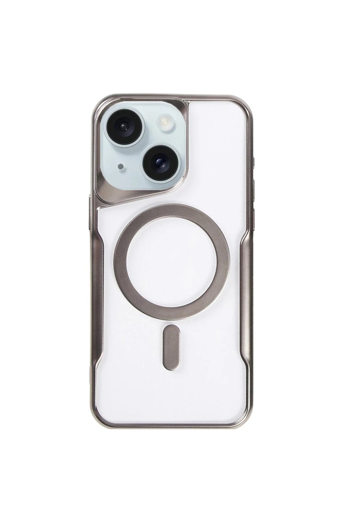 Mey İthalat® iPhone 15 Plus Kılıf Boyi Magsafe Silikon Kapak - Titan Gri