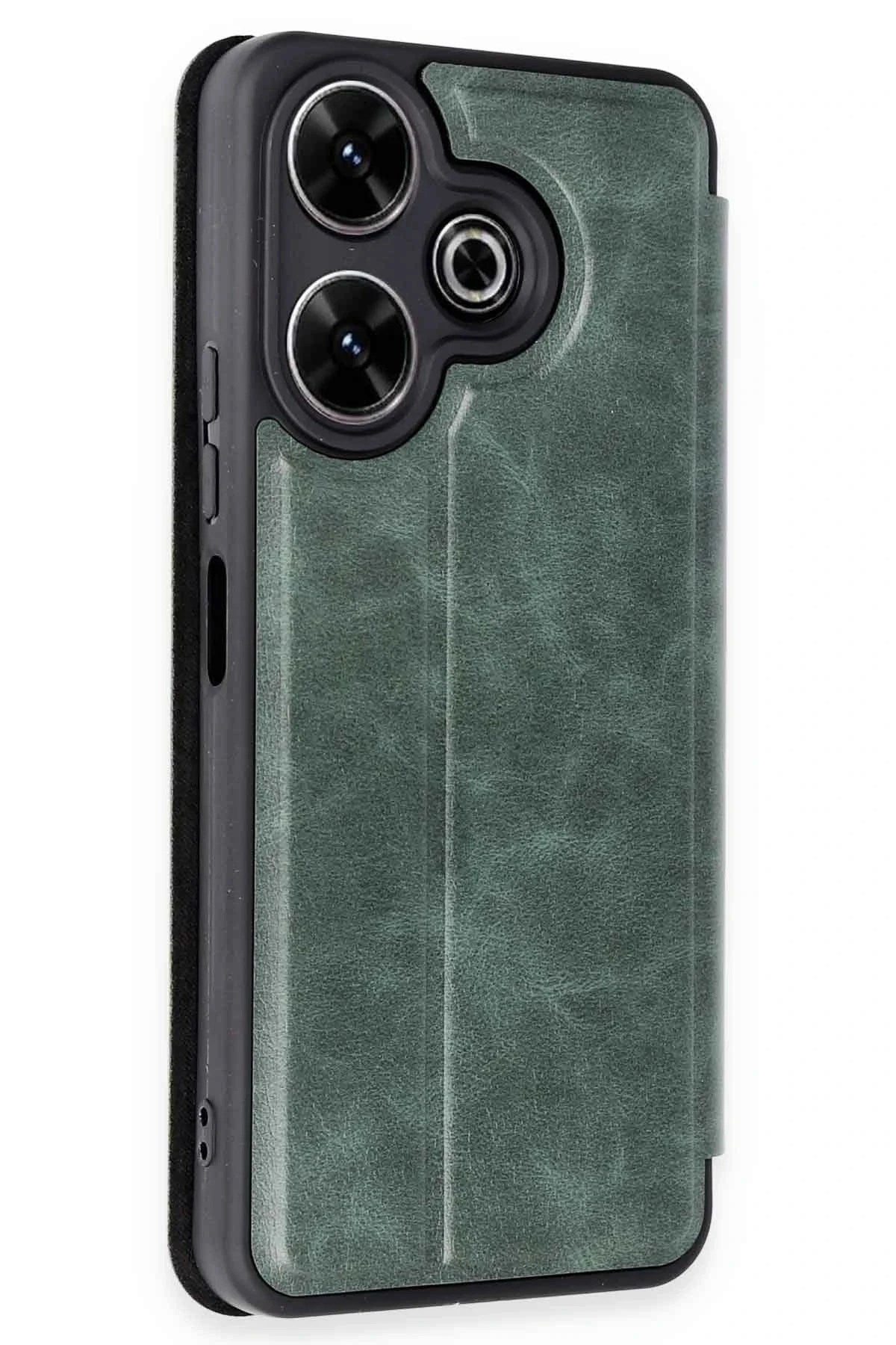 Mey İthalat® Redmi 13 4G Kılıf Flip Cover - Koyu Yeşil