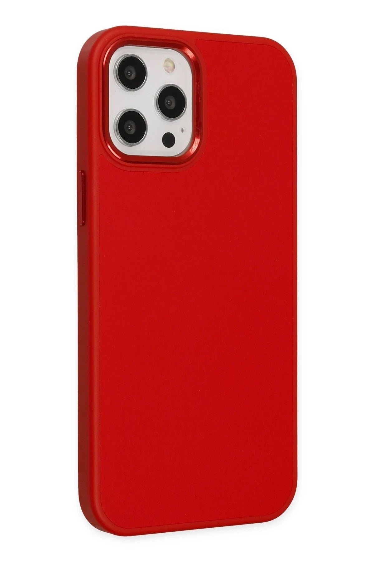 Mey İthalat® iPhone 12 Pro Max Kılıf Asya Deri Silikon - Kırmızı