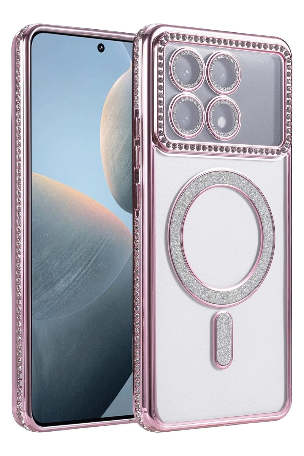 Mey İthalat® Poco X6 Pro Joke Simli Magneticsafe Kılıf - Pembe