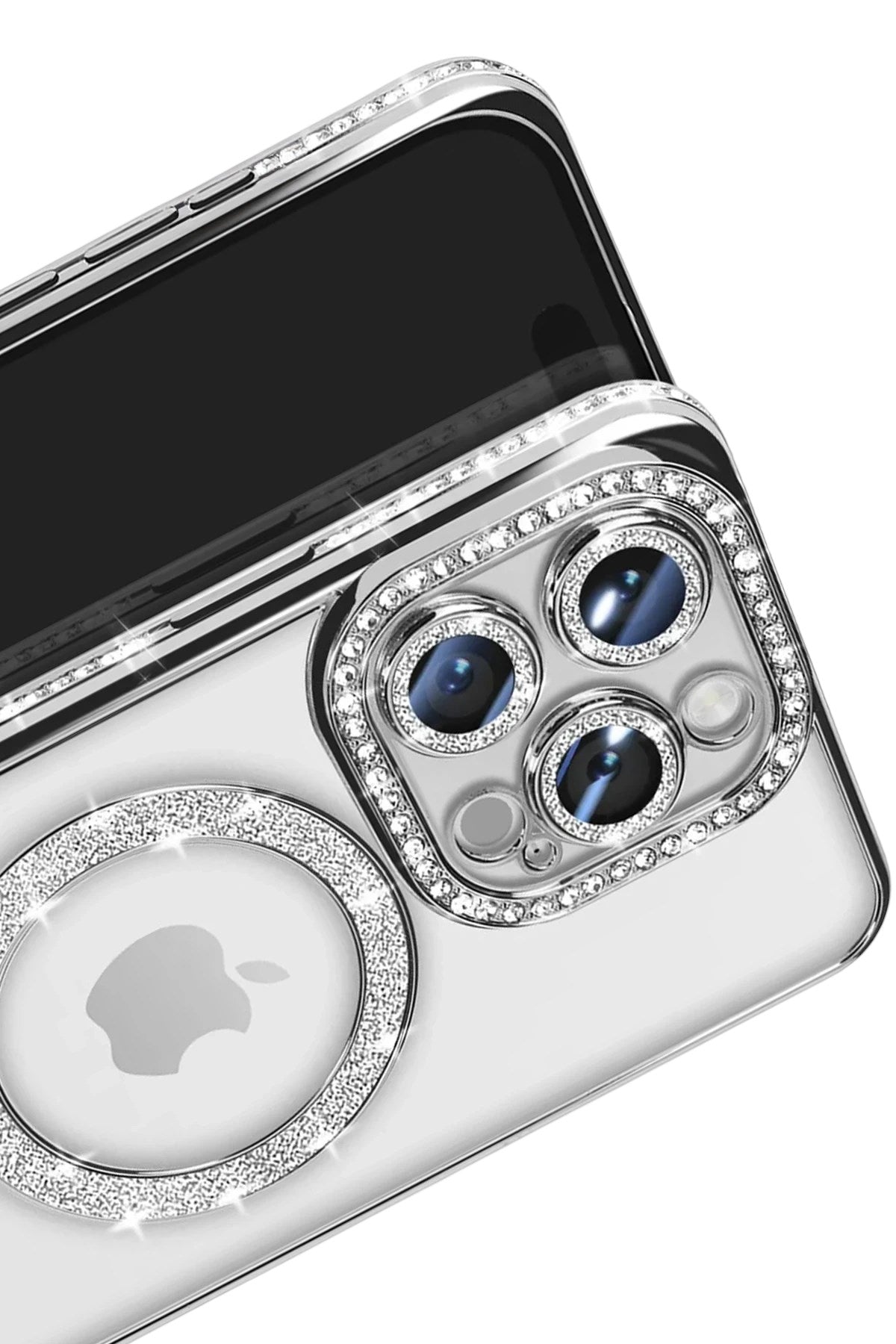 Mey İthalat® iPhone 16 Pro Max Kılıf Joke Simli Magneticsafe Kılıf - Gümüş