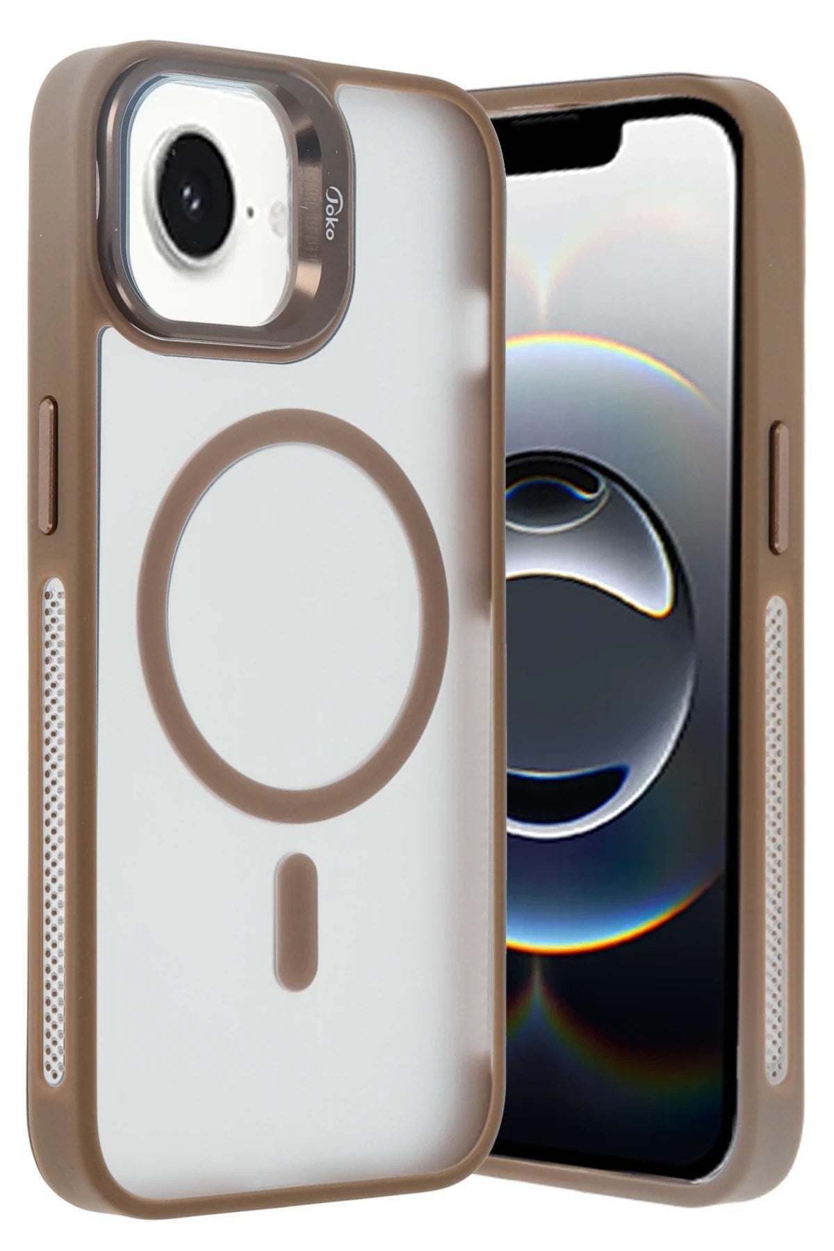 Mey İthalat® iPhone 16E Flet Lens Magsafe Kapak - Gold