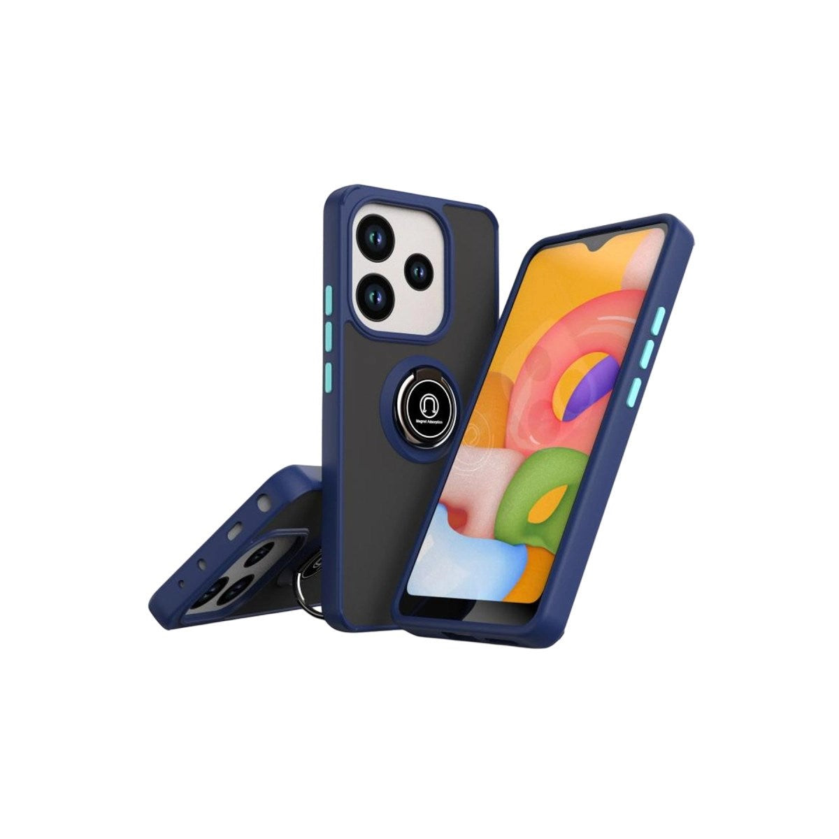 Mey İthalat® Redmi Note 14 4G Montreal Yüzüklü Silikon Kapak - Lacivert