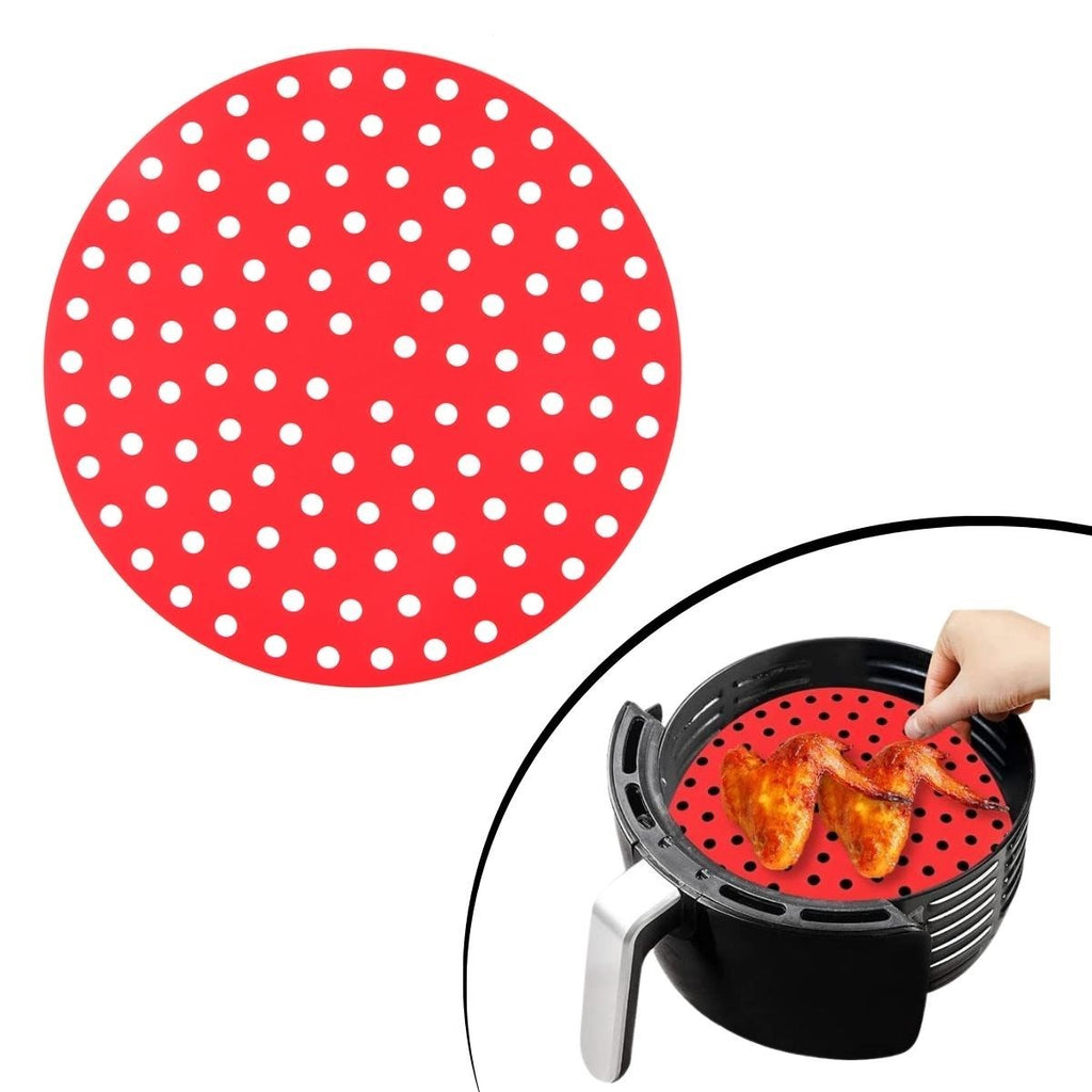 Siyah Isıya Dayanıklı Yıkanılabilir Silikon Fırın Ve Airfryer Yuvarlak Model Pişirme Matı 20 Cm