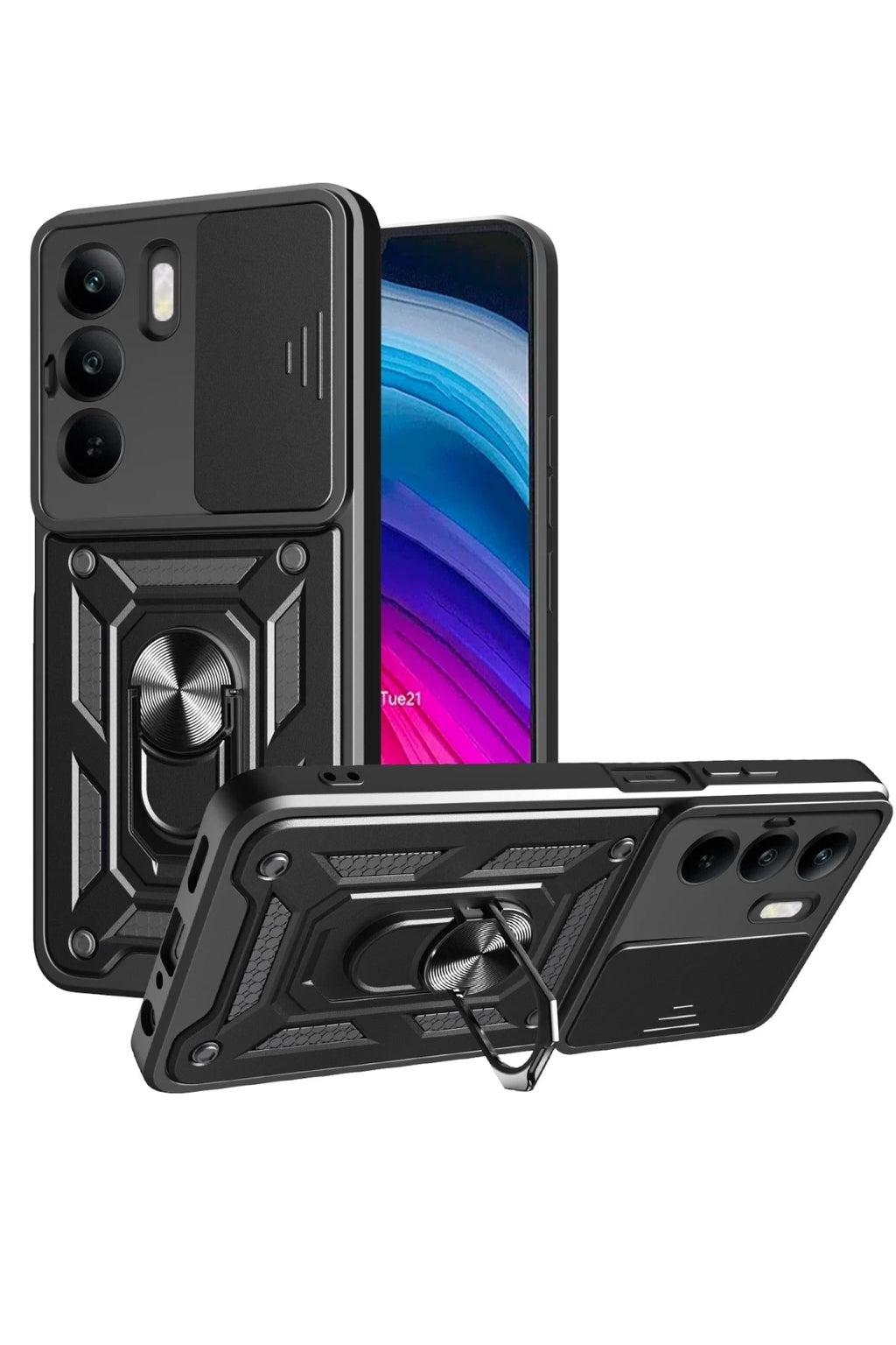 Mey İthalat® Realme C75 4G Kılıf Pars Lens Yüzüklü Silikon - Siyah