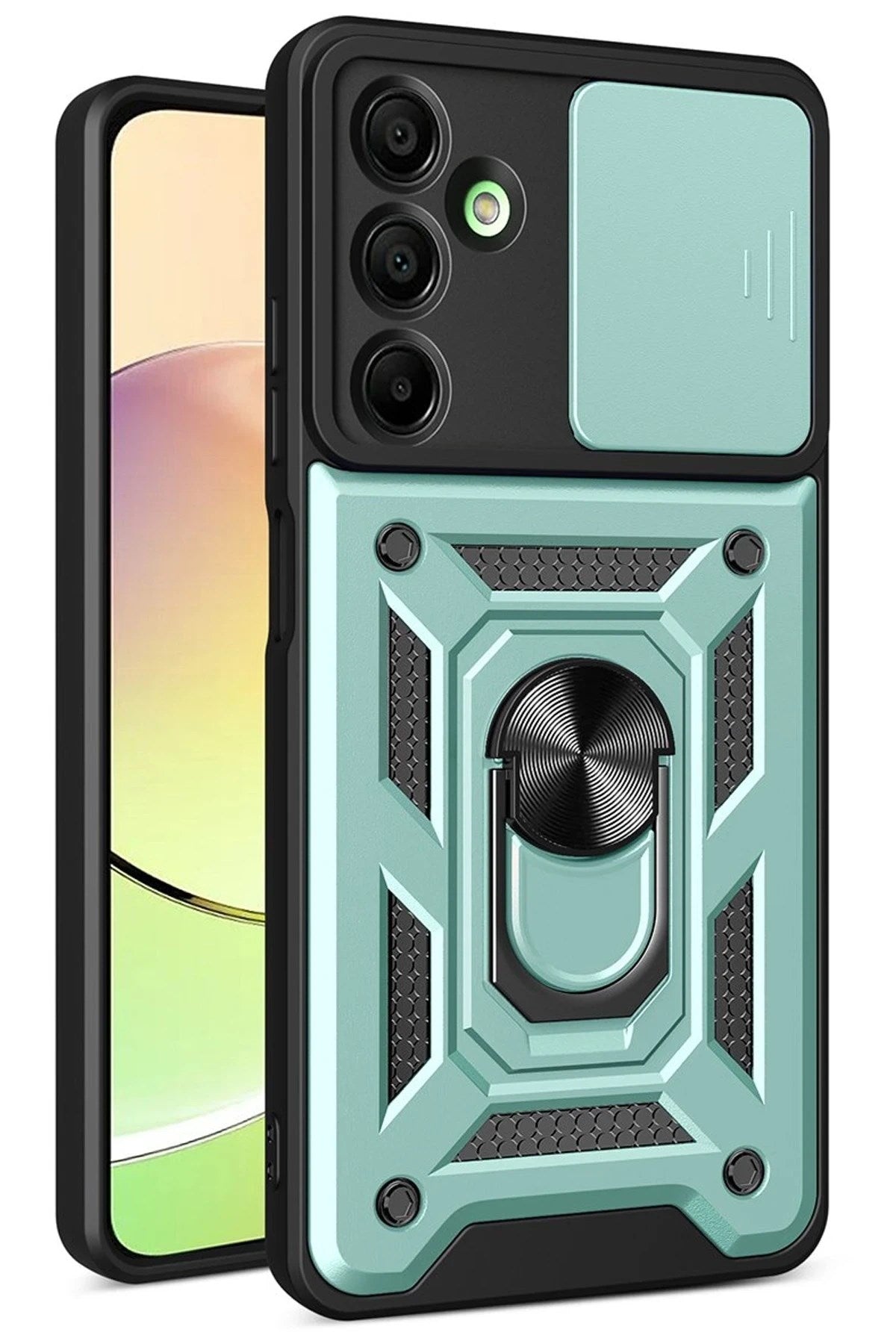 Mey İthalat® Samsung Galaxy A56 Kılıf Pars Lens Yüzüklü Silikon - Yeşil