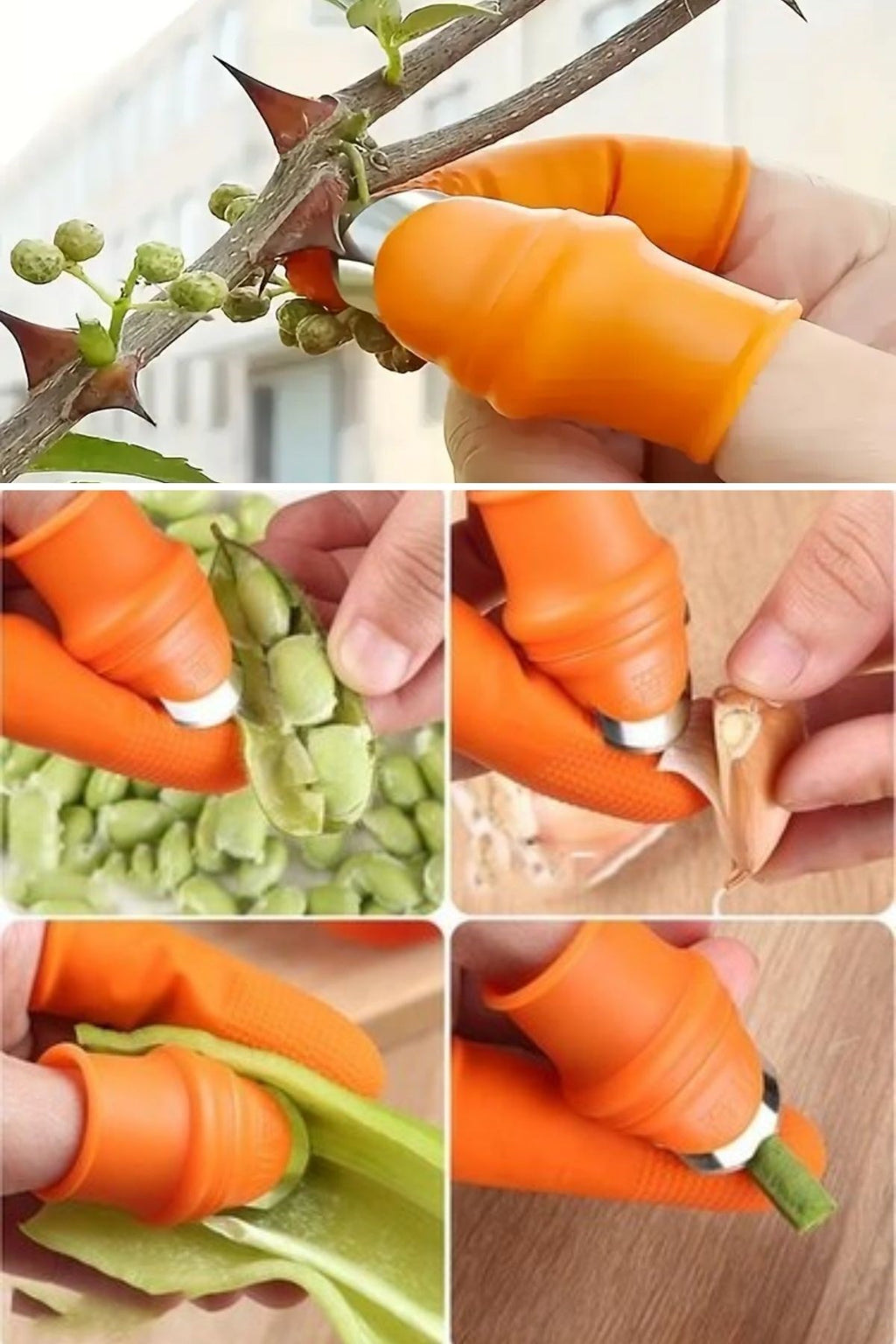 5 Parça Pratik Parmak Koruyucu 1 Parça Baş Parmak Bıçaklı Eldiven Sebze Meyve Soyucu Kesme Ayıklayıcı Silikon Set