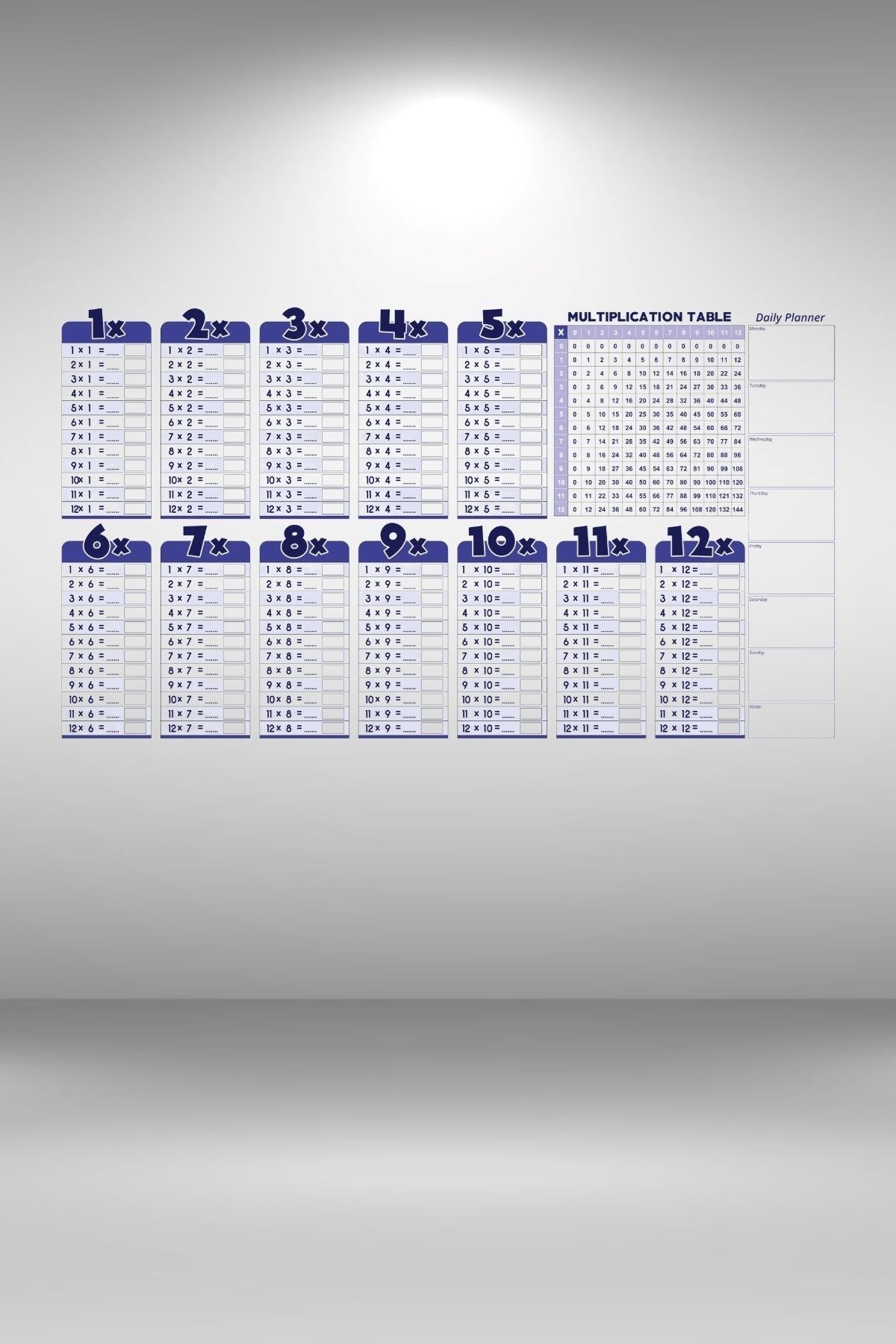 Statik Akıllı Kağıt Ingilizce Çarpım Tablosu 100x56 Cm