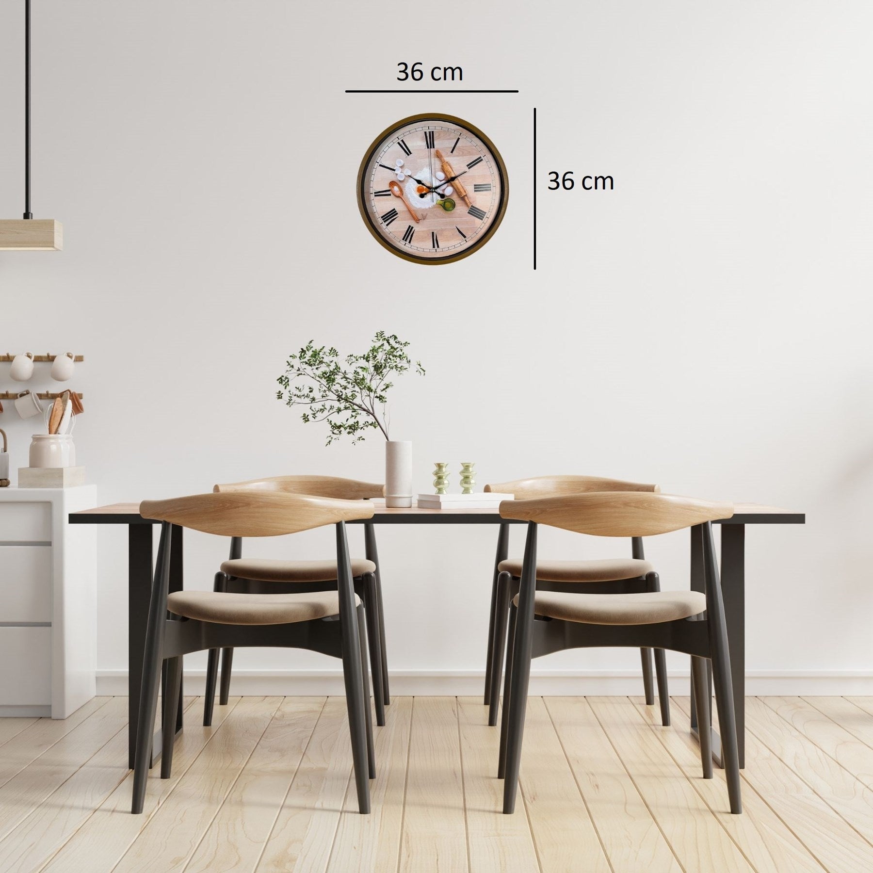 Rustic Bakery Kitchen Kahverengi 36 Cm Duvar Saati