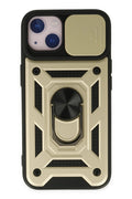 Mey İthalat® iPhone 14 Kılıf Pars Lens Yüzüklü Silikon - Gold