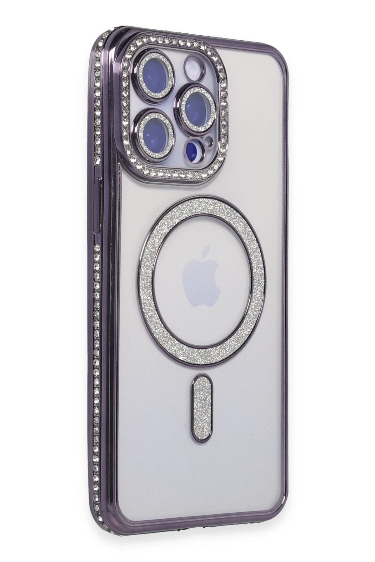 Mey İthalat® iPhone 15 Pro Kılıf Joke Simli Magneticsafe Kılıf - Derin Mor