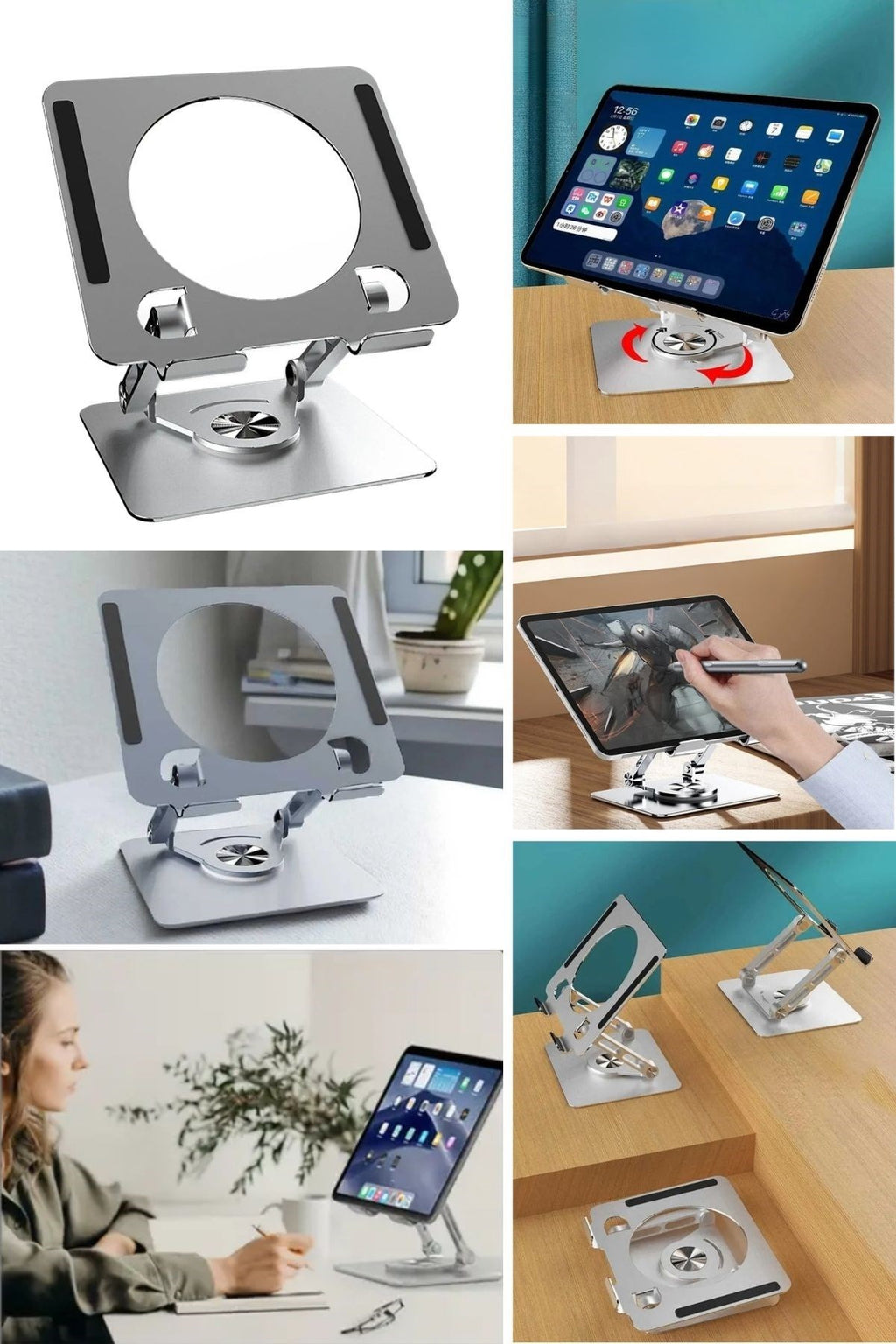 360 Derece Dönebilen Yükseltilmiş Masaüstü Ayarlanabilir Metal Tablet Standı