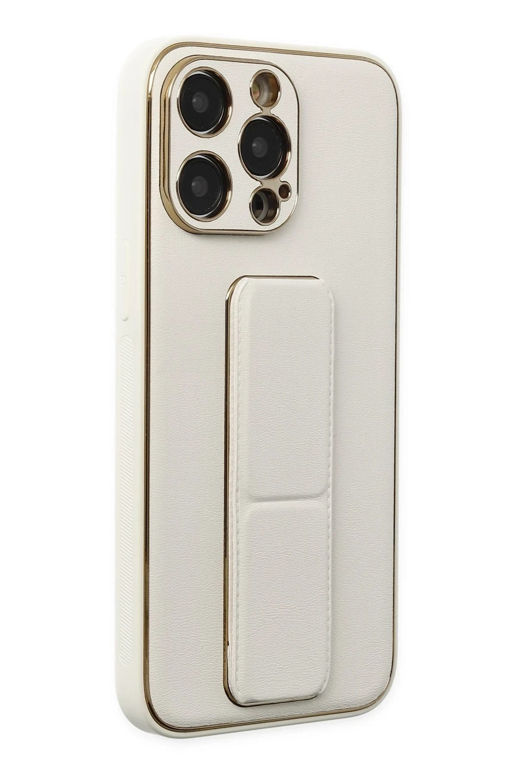 Mey İthalat® iPhone 13 Pro Kılıf Coco Deri Standlı Kapak - Beyaz
