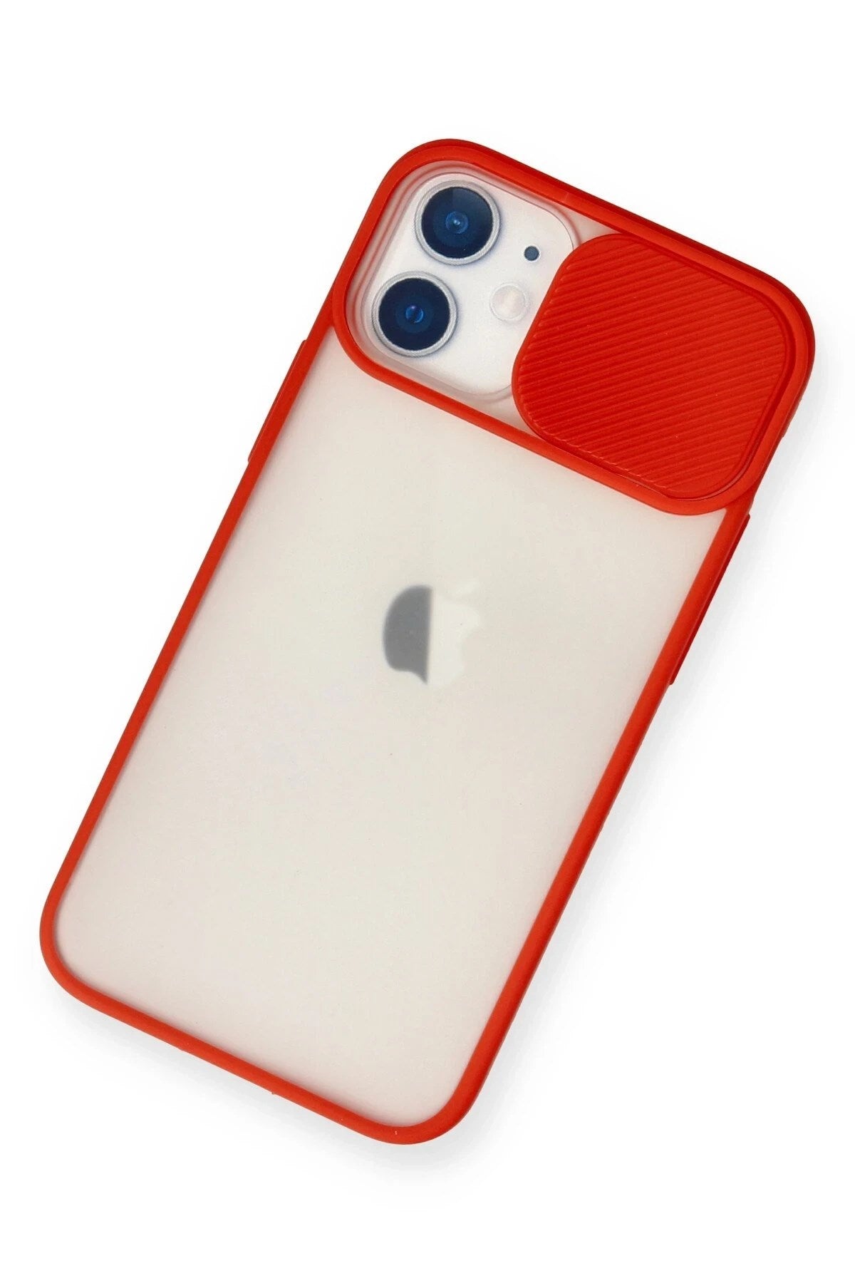 Mey İthalat® iPhone 11 Kılıf Palm Buzlu Kamera Sürgülü Silikon - Kırmızı