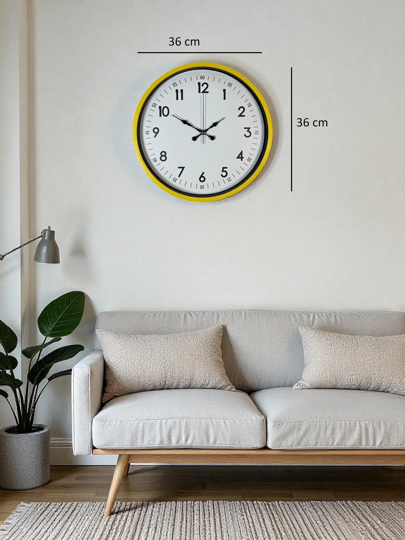 36 Cm Sarı Dekoratif Duvar Saati