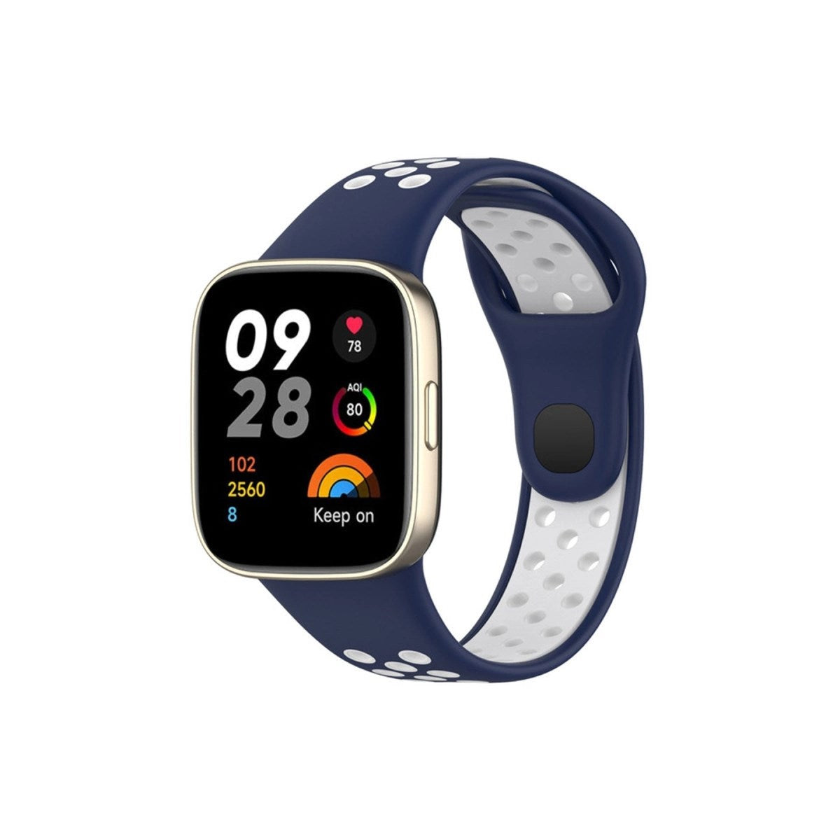 Mey İthalat® Redmi Watch 3 Spor Delikli Kordon - Lacivert-Beyaz