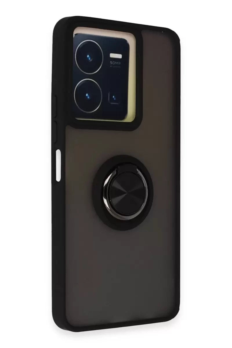 Mey İthalat® Vivo Y36 Kılıf Montreal Yüzüklü Silikon Kapak - Siyah