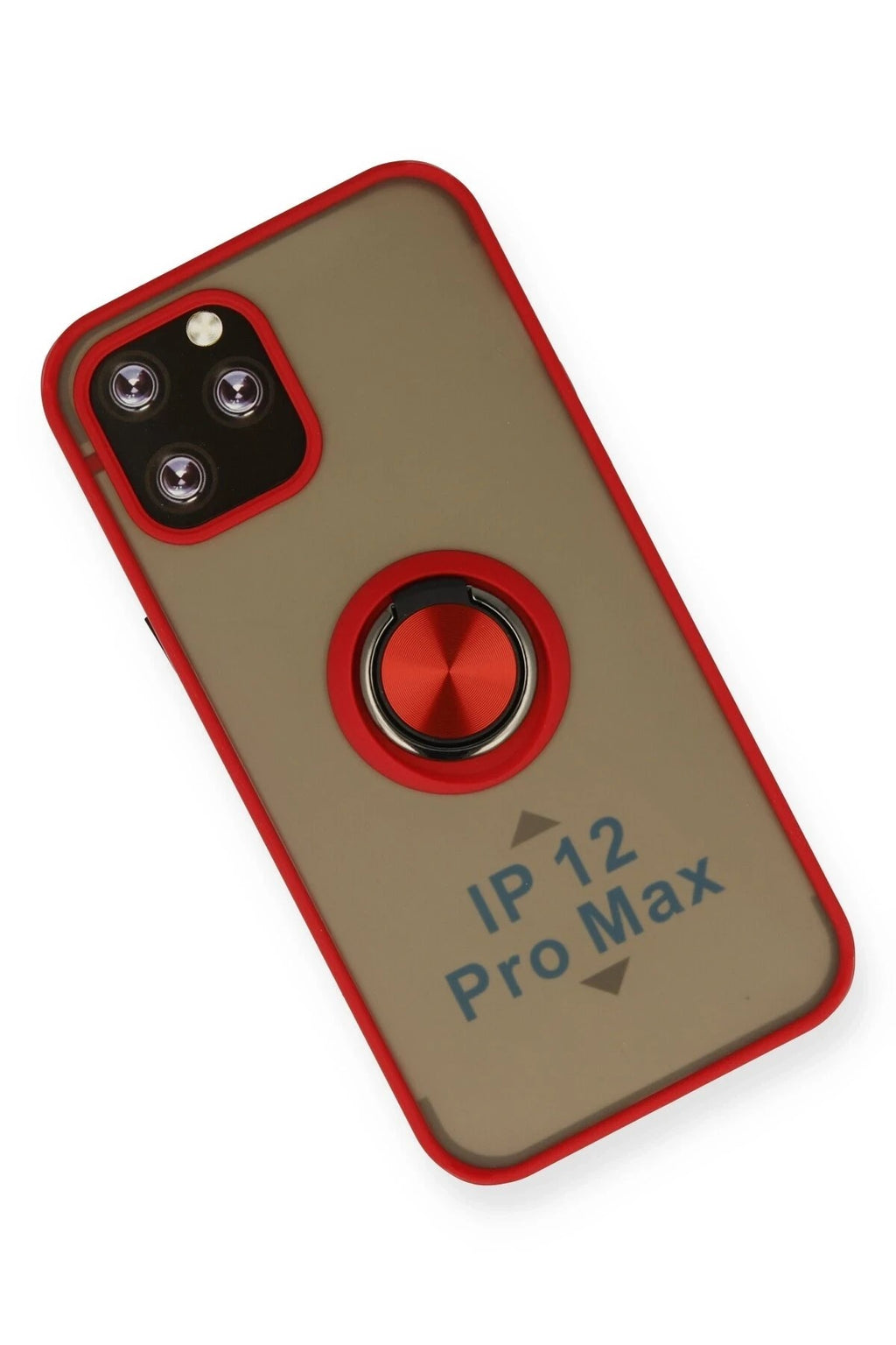 Mey İthalat® iPhone 12 Pro Kılıf Montreal Yüzüklü Silikon Kapak - Kırmızı