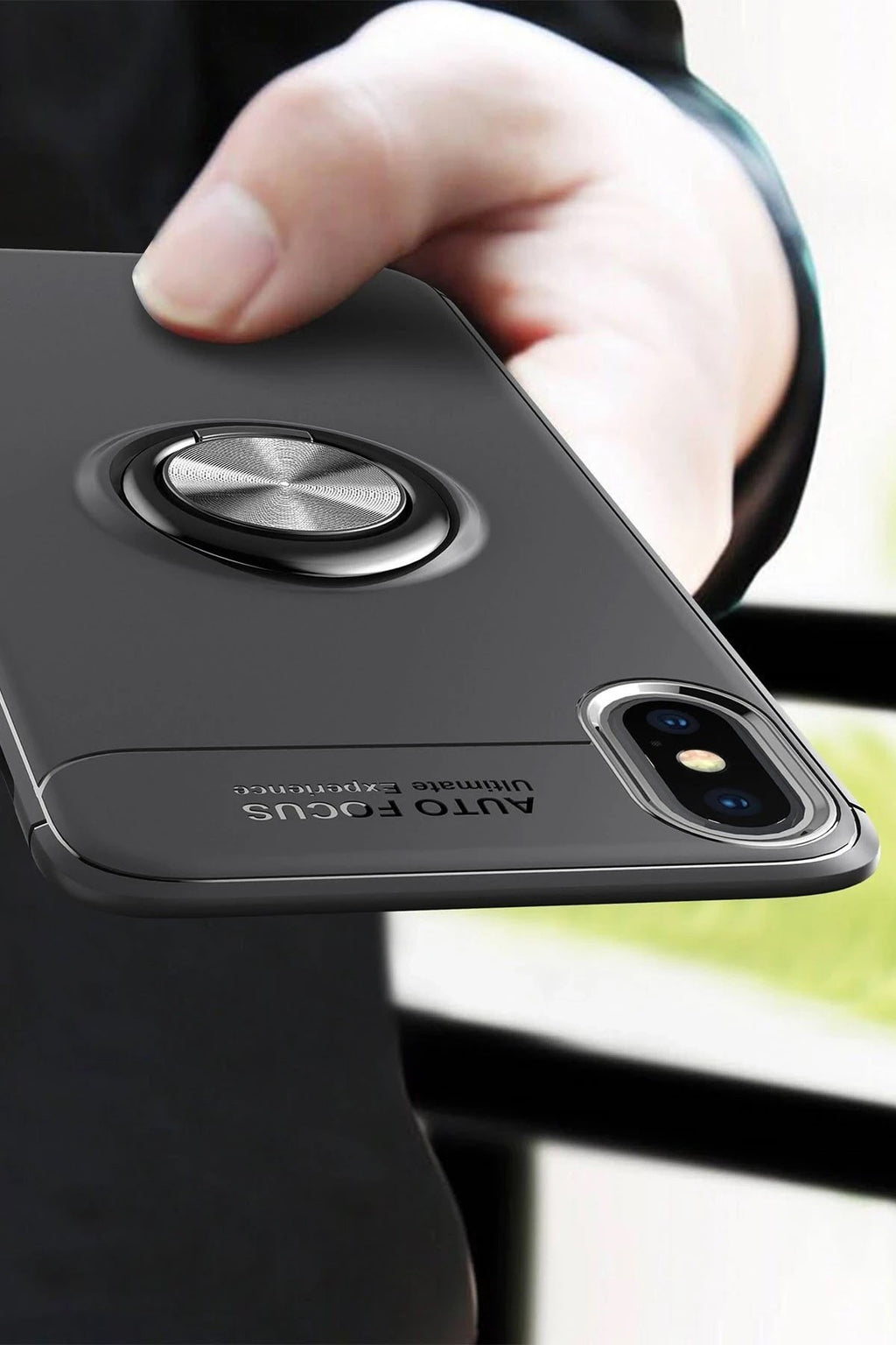 Mey İthalat® iPhone XS Max Kılıf Range Yüzüklü Silikon - Siyah-Mavi
