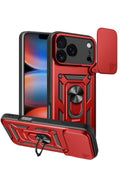 Mey İthalat® iPhone 17 Pro Pars Lens Yüzüklü Silikon - Kırmızı
