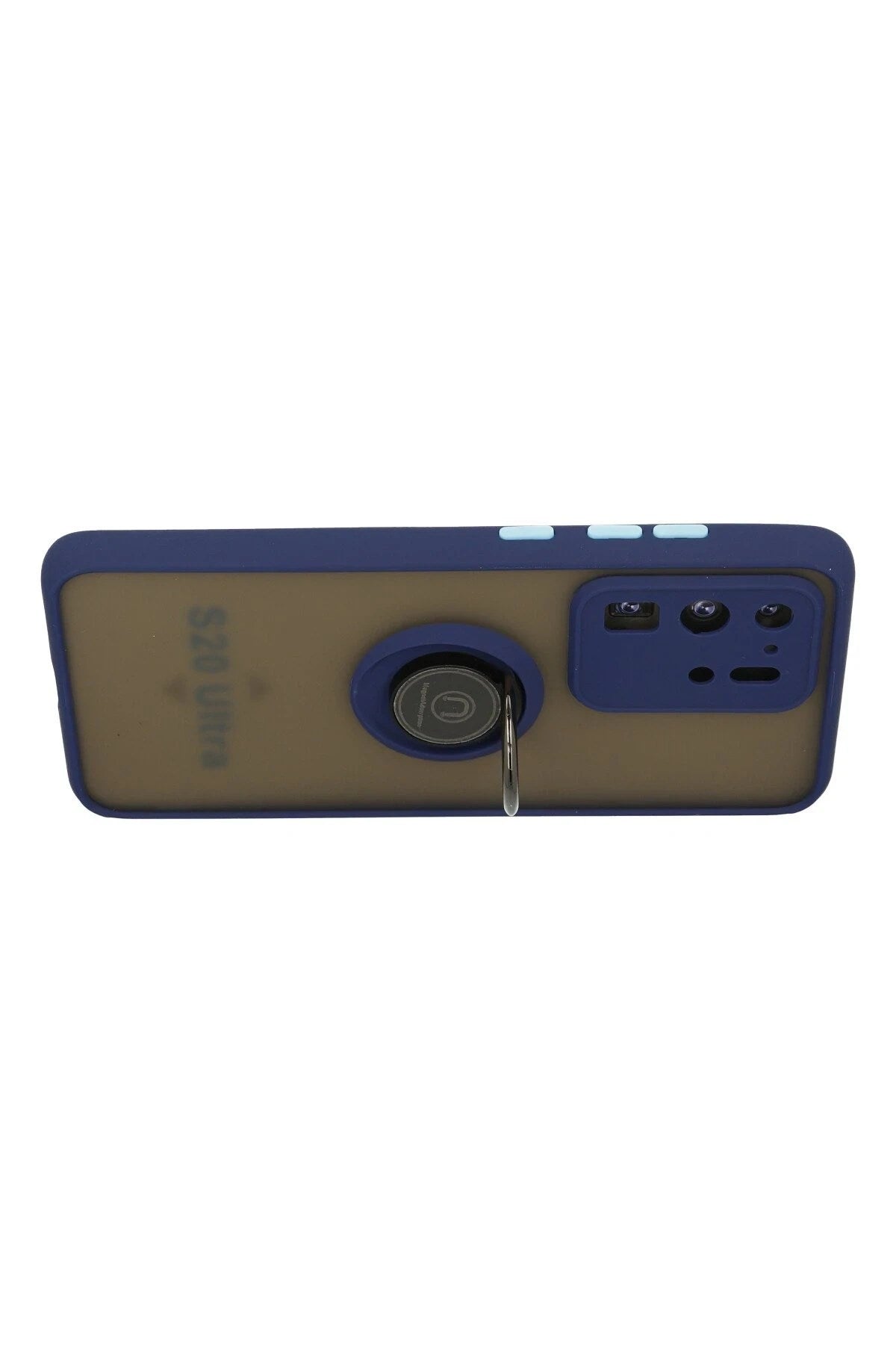 Mey İthalat® Samsung Galaxy S20 Ultra Kılıf Montreal Yüzüklü Silikon Kapak - Lacivert
