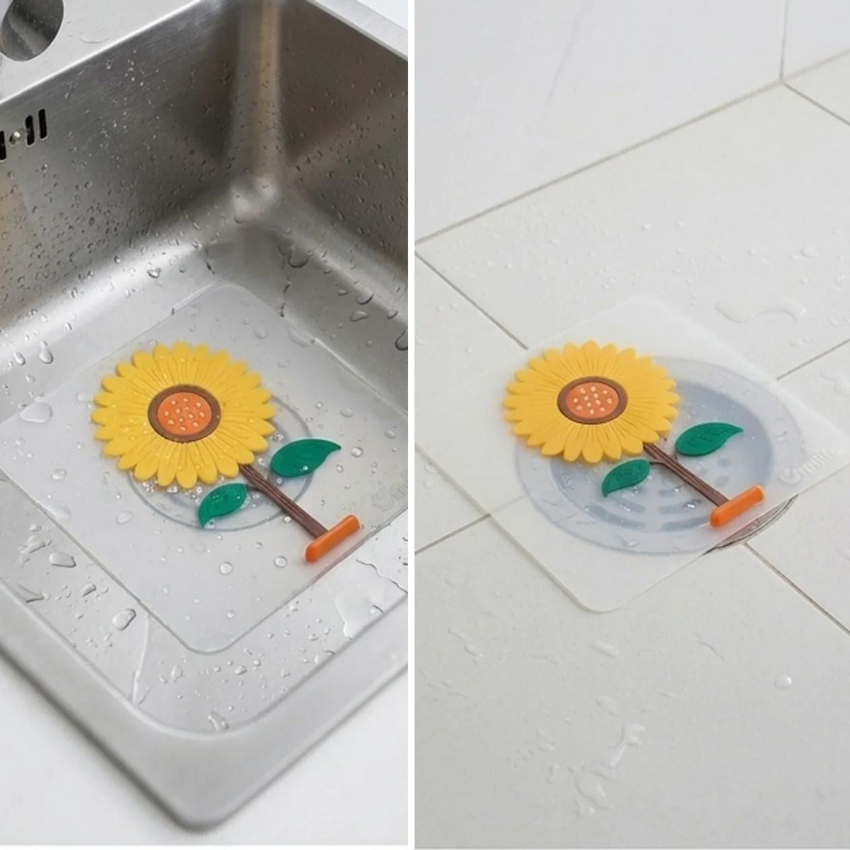 Ayçiçeği Tasarımlı Gider Koku Önleyici – Silikon Lavabo Gider Matı
