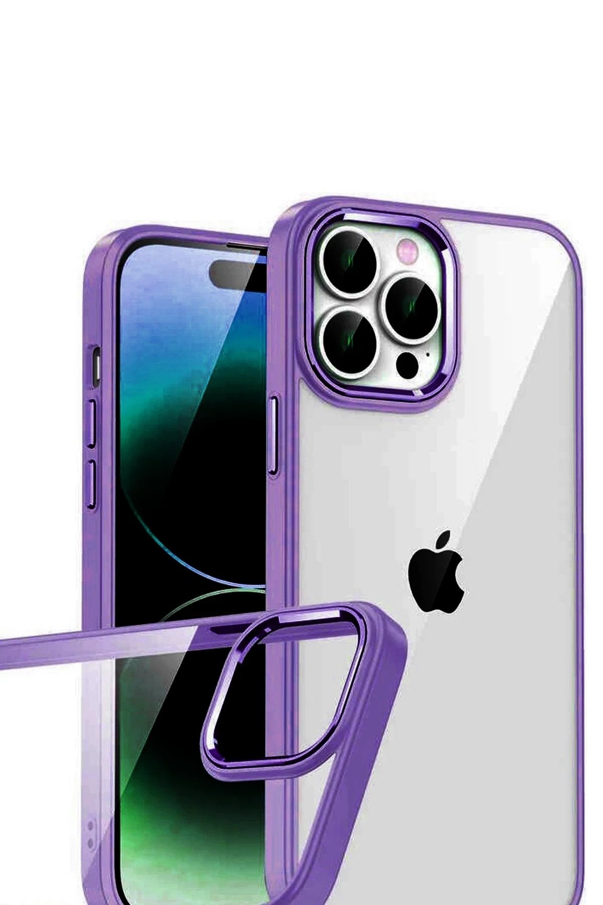 Mey İthalat® iPhone 15 Pro Max Lensli Silikon - Mor