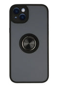 Mey İthalat® iPhone 14 Kılıf Montreal Yüzüklü Silikon Kapak - Siyah