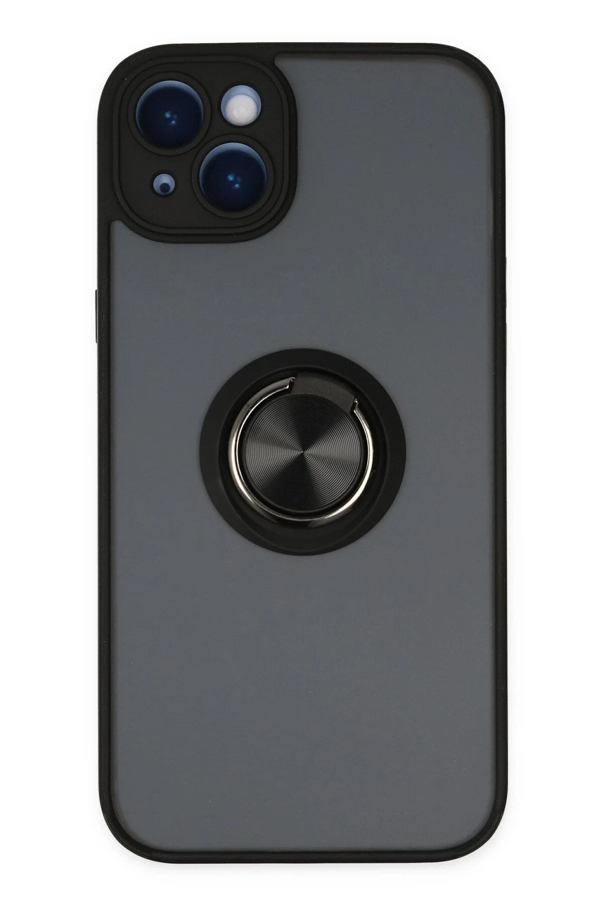 Mey İthalat® iPhone 14 Kılıf Montreal Yüzüklü Silikon Kapak - Siyah